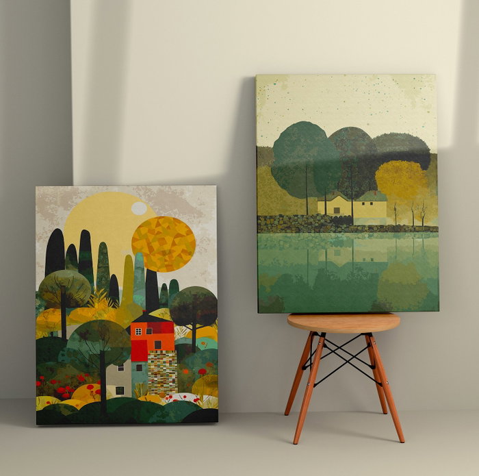 Wallity Cuadros Decorativos de Lienzo 2 Piezas 50 x 70 cm